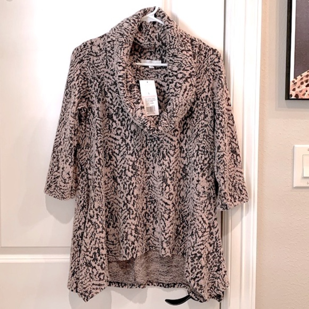 New Directions Hacci Pink Chenille Cowl Neck Tunic Size Small NWT